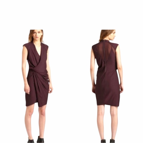 Helmut Lang Molten Drape Twist Front Dress Plum Burgundy Asymmetrical Cocktail 2 - Picture 16 of 16
